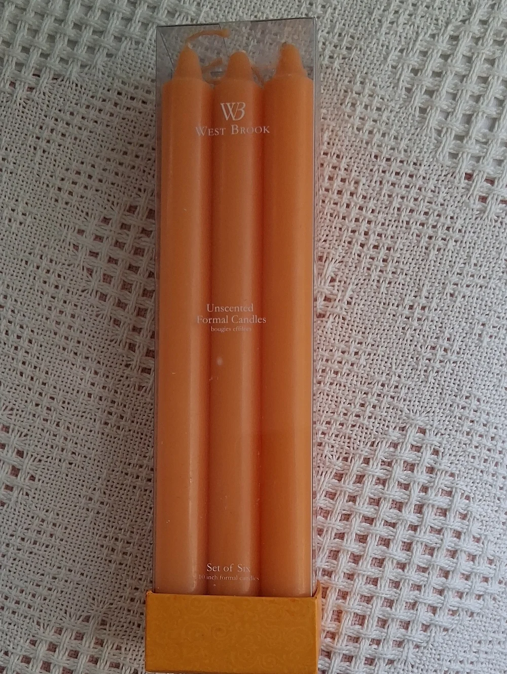 Unscented Orange Formal Taper Candles - Set of Six